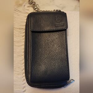 Vera Pelle Black Leather Phone Case with Chain